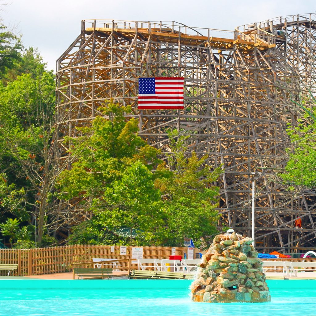 Crystal Pool and Twister Roller Coaster at Knoebels