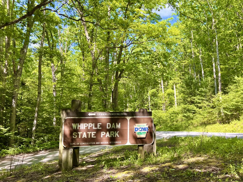 Whipple Dam State Park Sign